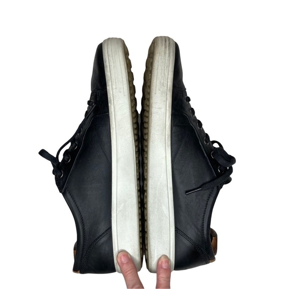 Ecco Black Leather Lace-Up Sneakers Sz 10 - Picture 4 of 11